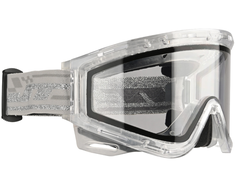 JT QLS Complete Goggle Frame Packaged Ice Clear w Clear Lens and Strap