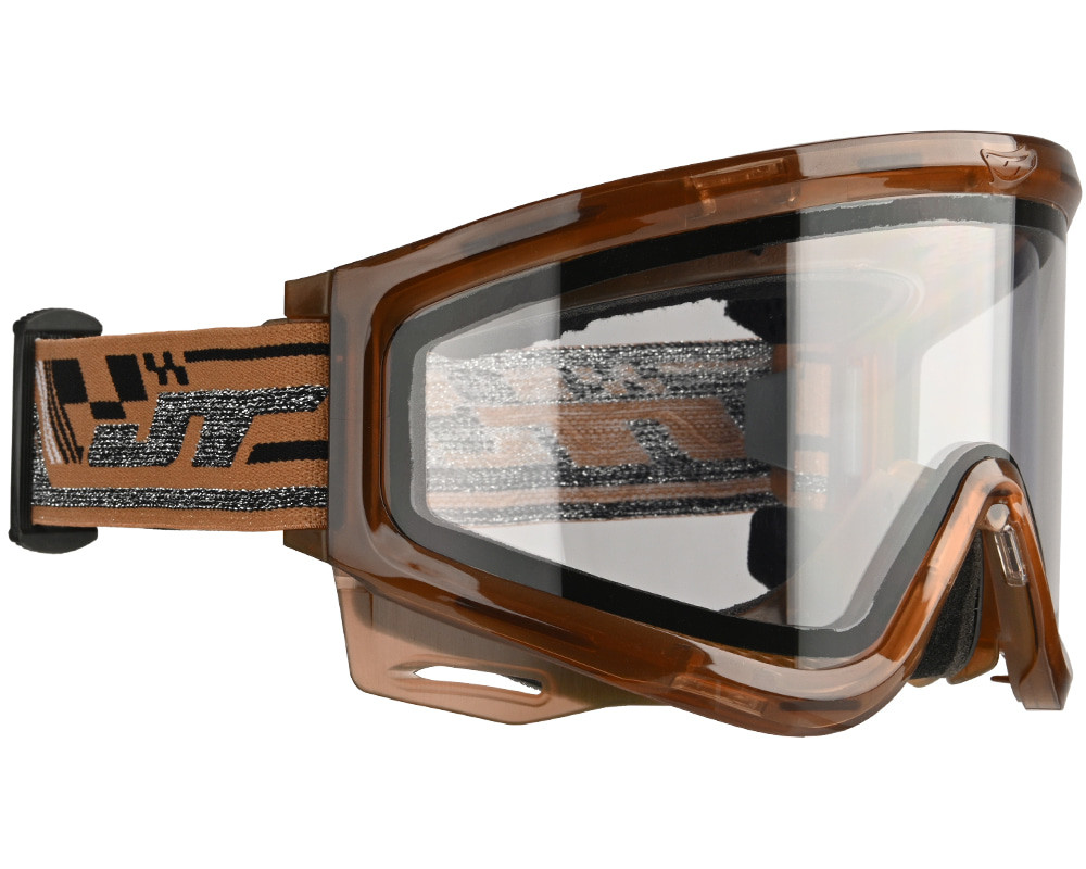 JT QLS Complete Goggle Frame Packaged Ice Brown w Clear Lens and Strap